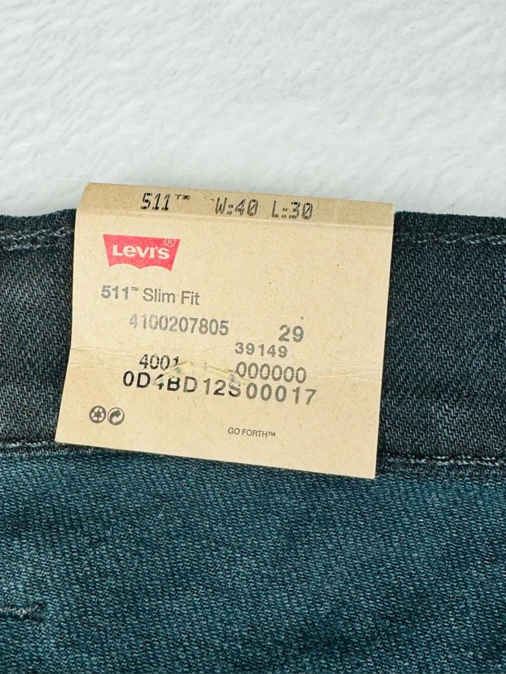 Levi's 511 NWT Slim Fit stretch jeans. Size 40-inch waist and 30-inch inseam.